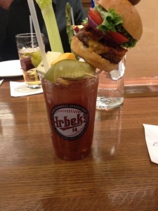 bloody mary with cheese burger